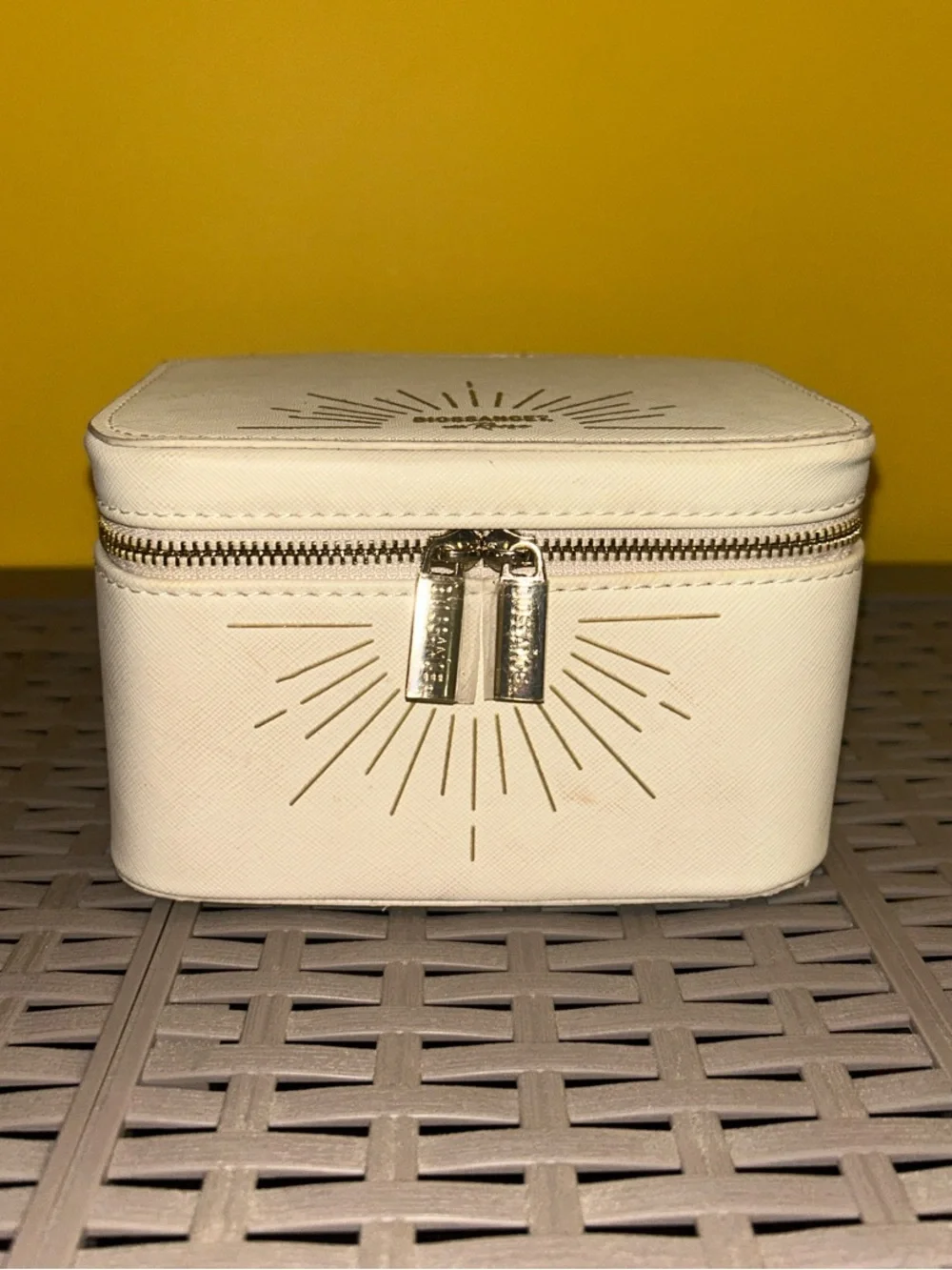 Biossance Travel Case w/ Pink Sunburst Drawstring Pouch Inside. NWOT